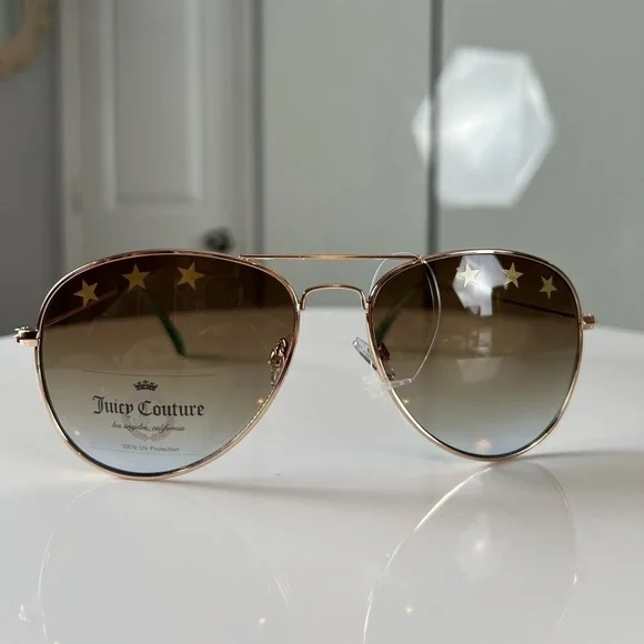 Juicy Couture Star Aviator Gold & Teal Sunglasses NWOT - Picture 8 of 12